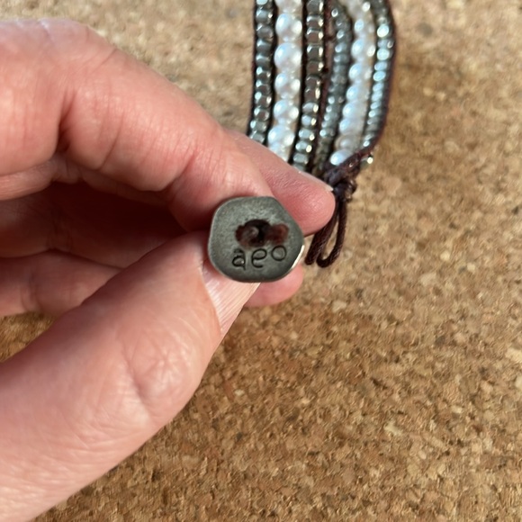 Leather Beaded Bracelet 7.5 inches - Picture 2 of 9